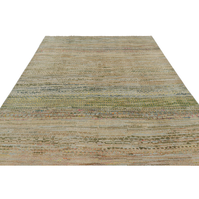 Rug & Kilim’S Contemporary Rug With Polychromatic Stripes And Geometric Patterns