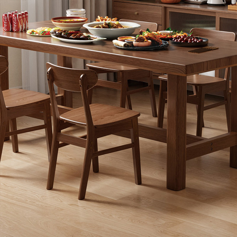 Solid wood solid large dining table, 29.52"H x 70.86"L x 35.43"W, Dark Brown