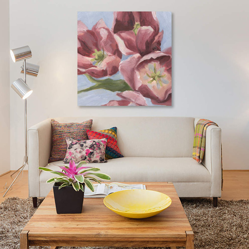 Mauve tulipes ii, impression sur toile, H 12 po x l 12 po x P 0,75 po, Toile tendue, Pas de tapis