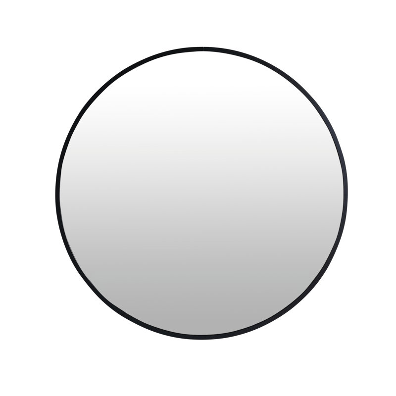Dustyn Glass Wall Mirror, Round, 24" x 24", Black