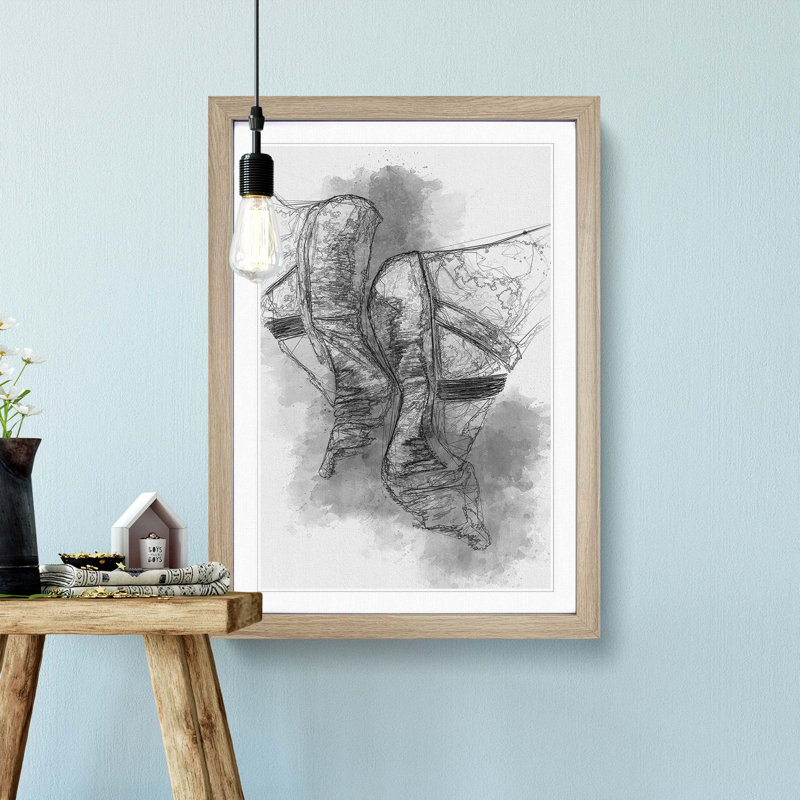 The Feet of a Ballet Dancer in Abstract - Picture Frame Graphic Art Print, 36cm H x 27cm W x 2cm D, Oak Framed