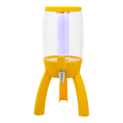 Distributeur de bière 3L à DEL avec tube de glace et trépied, distributeur de boissons transparent pour la bière, les cocktails et le jus
