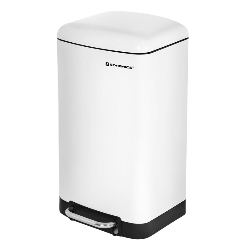 30 Litre Step On Trash Can, White