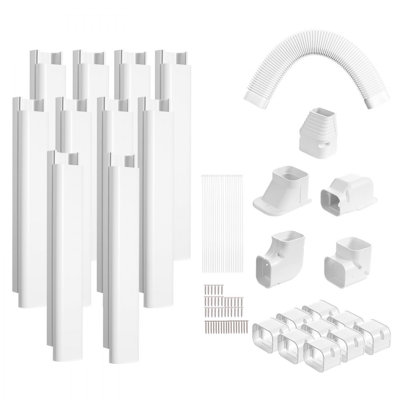 Mini Split Line Set Cover 3-inch W 17.7Ft L, PVC Decorative Pipe Line Cover For Air Conditioner with 10 Straight Ducts & Full Components Easy to Insta by Rebrilliant