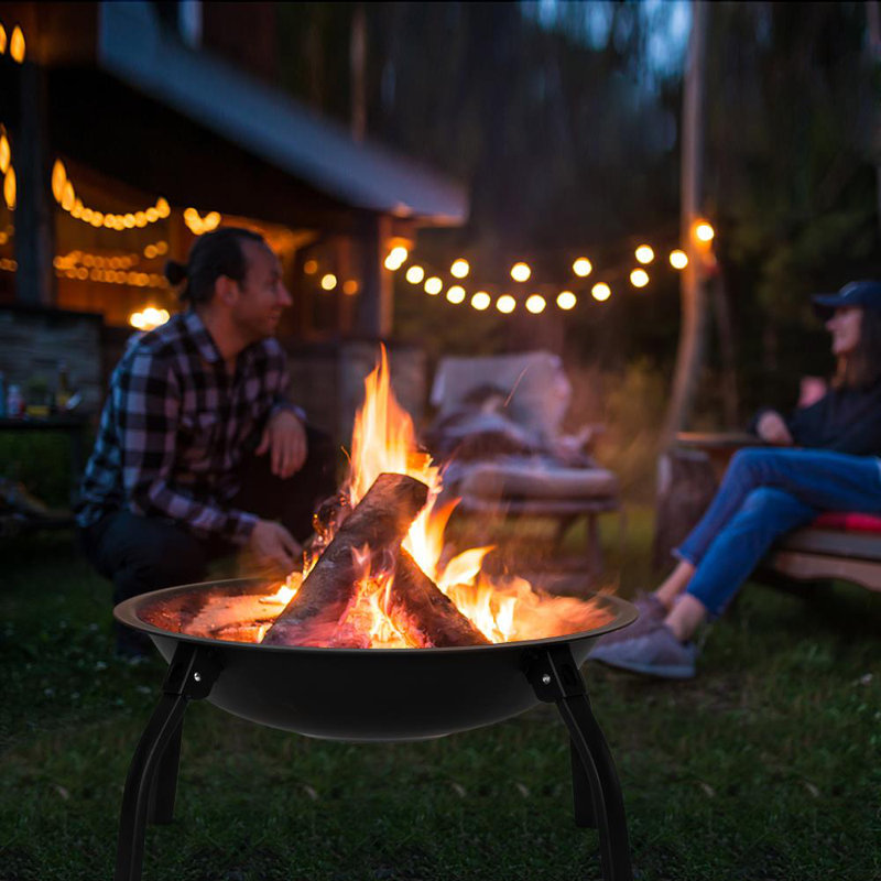 Round Steel Smokeless Fire Pit, 16cm H x 54.99cm W x 54.99cm D