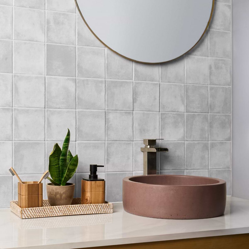 Paula Purroy Talia 5x5 Matte Ceramic Tile, Cotton White