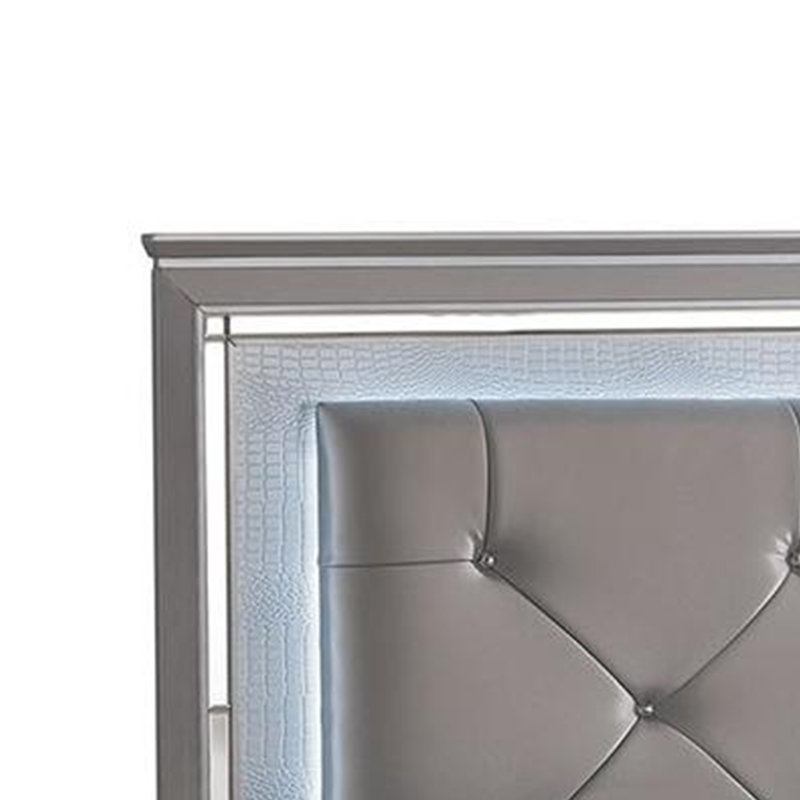 Sariyah Upholstered Sleigh Bed, King, Silver