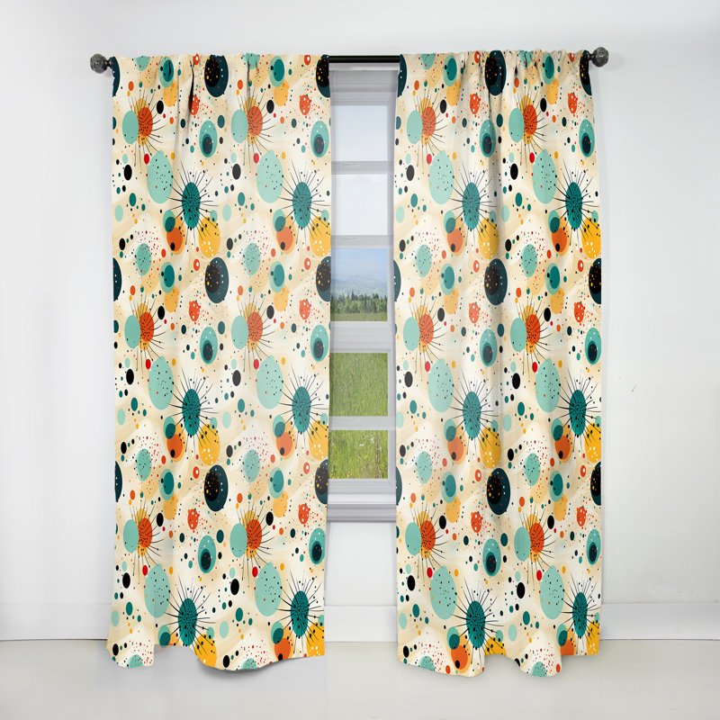 Motif à pois Bohème Vibes II - Rideau abstrait - Rideau obscurcissant - 1 panneau, L 52 po x L 95 po