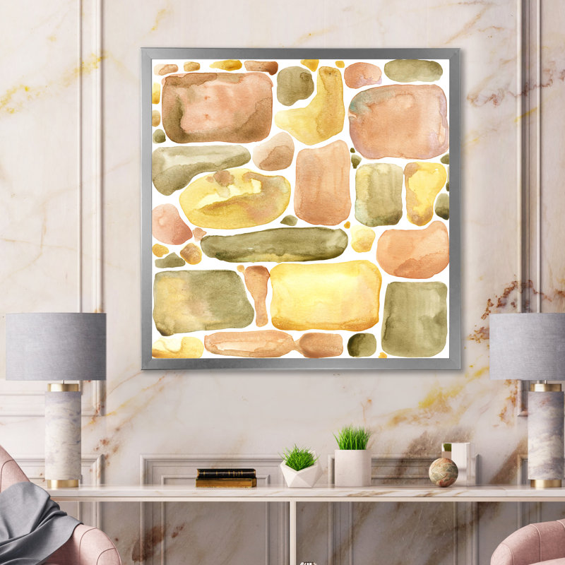 Ornement pierre pastel II - on, Impression argent sur toile encadrée, H 36 po x l 36 po x P 1,5 po