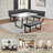 Modern Grey 3-Piece Breakfast Nook Set, Dining Table with Metal Legs，L-Shaped PU Corner Bench & Upholstered Bench 
