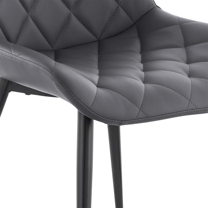 Élégantes chaises de salle à manger en similicuir avec motif à losanges - ensemble de 2