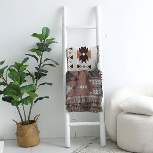 Échelle de couverture en bois, support de rangement rustique autoportant 57 po, polyvalente pour couvertures, serviettes et décor