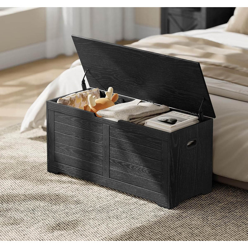 Wood Storage Bench, Black