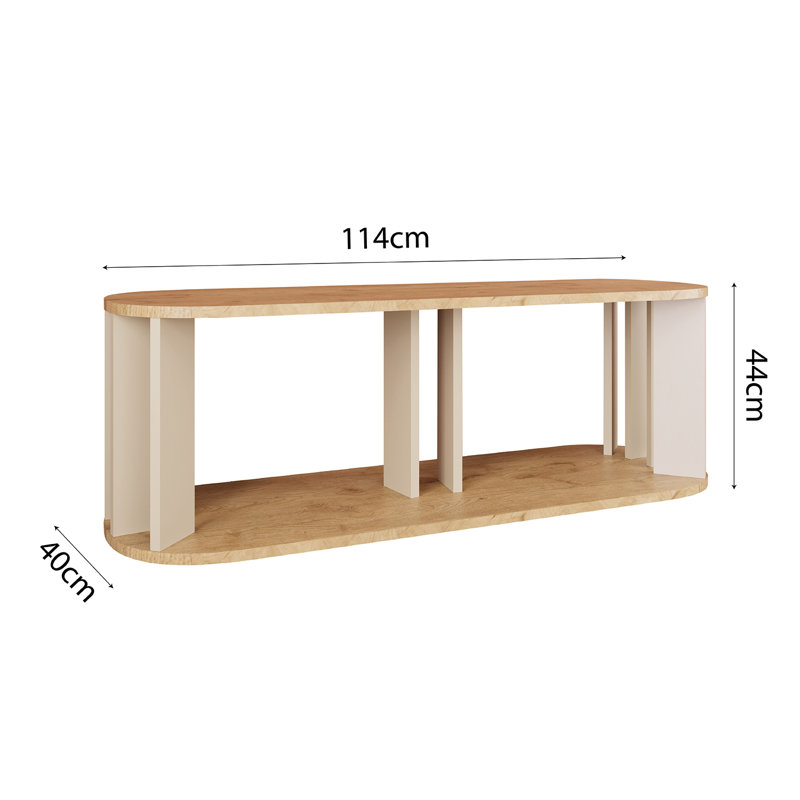 Ursula TV Unit Stand Modern Oak & Light Grey Wooden TV Cabinet with Storage, Compact Media Console for Living Room or Bedroom, Slim Television Stand Furniture, Space Saving 114 cm (Light Grey&Oak)