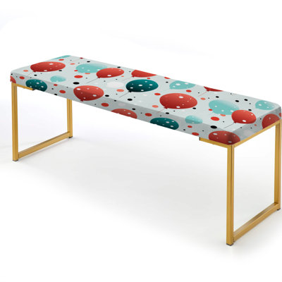 Polka Dots Upholstered Gold Bench