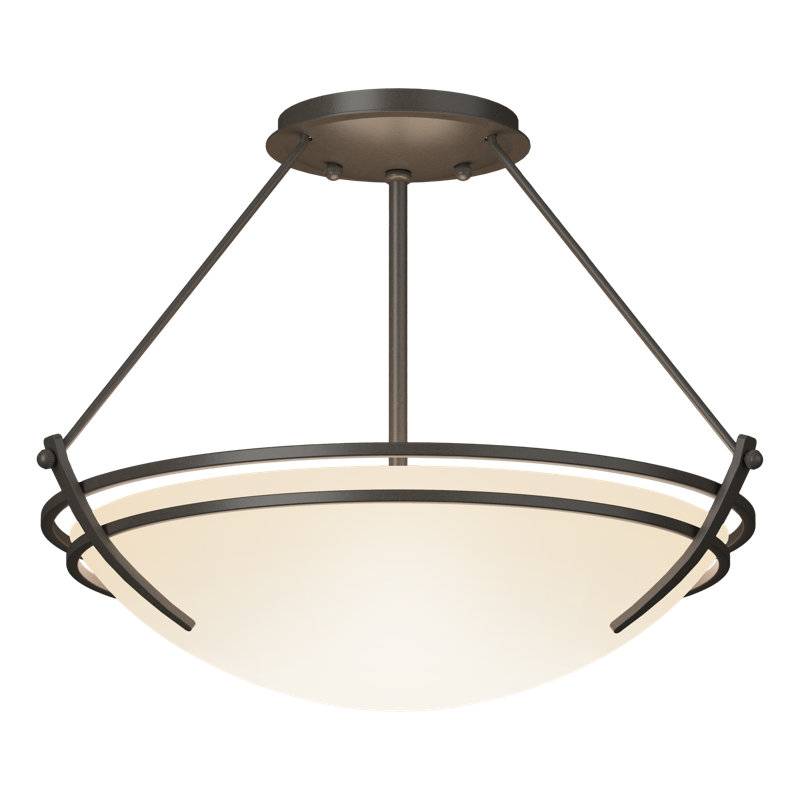Tryne Semi Flush Mount, Dark Smoke, Opal, 12.5" H x 16.4" W x 16.4" D