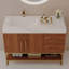 Meuble-lavabo autoportant moderne avec lavabo en céramique sans soudure et plateau en pierre frittée-913306935