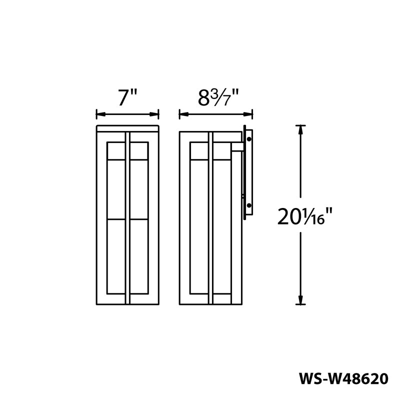 Chamber LED Outdoor Armed Sconce, Black, 20.0625" H x 7" W x 8.4286" D