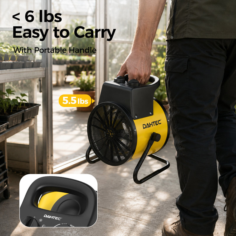 Chaufferette électrique portative pour ventilateur de serre DAHTE 1500W, Jaune