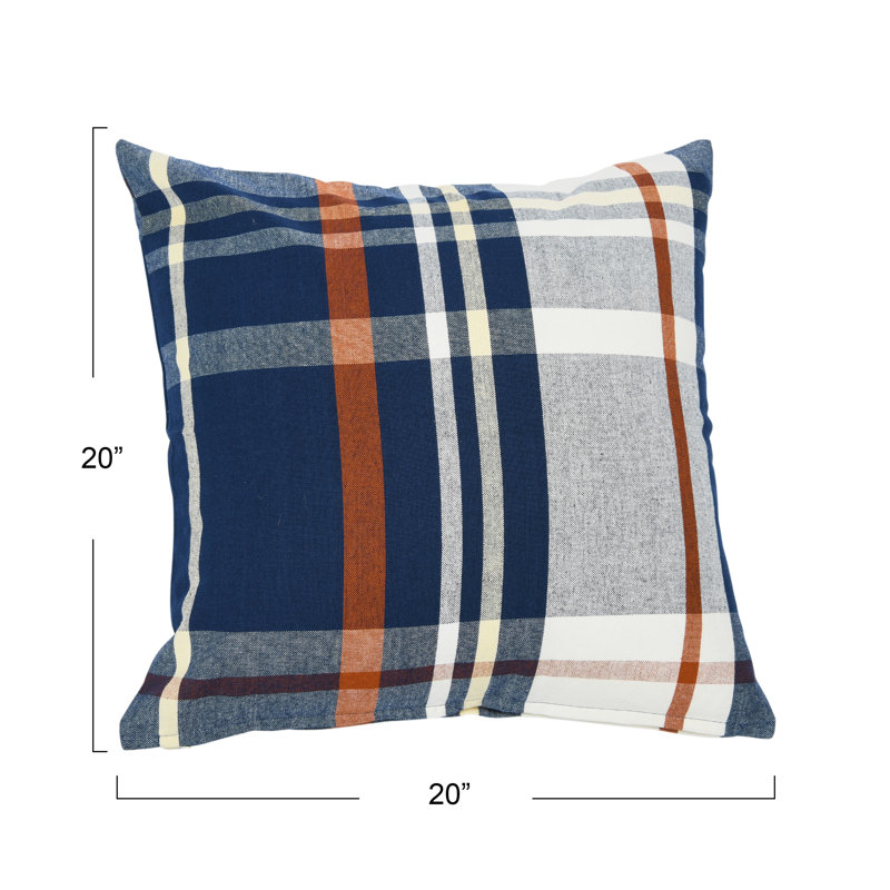  Square Plaid Cotton Pillow, Pillow Cover Only - No Insert