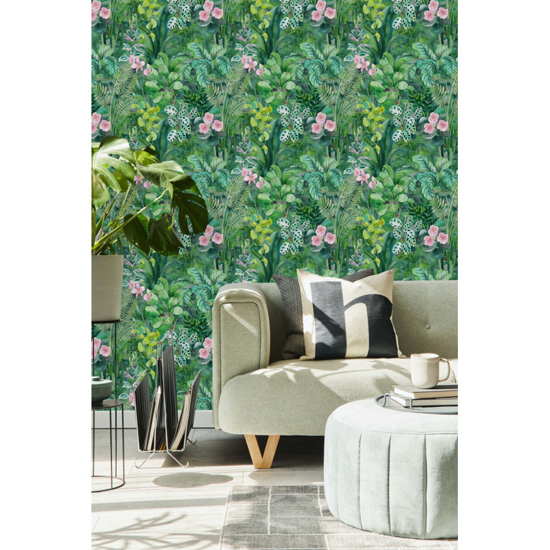 Peel & Stick Floral Tile, 2.08' W x 10.42' L
