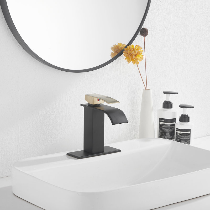 Single-handle Bathroom Faucet with Drain Assembly, Gold mixed Black