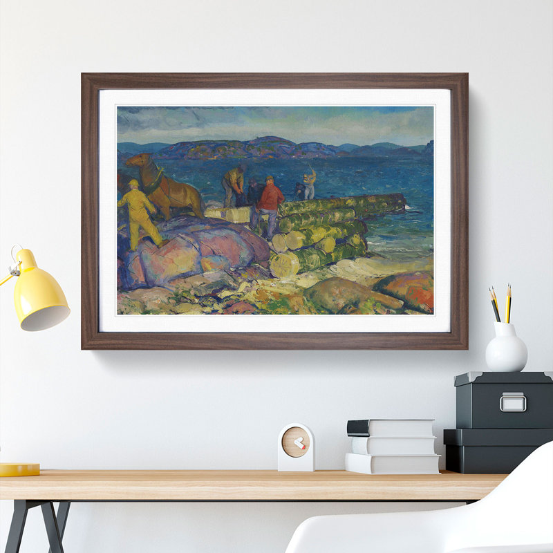Dock Builders by George Bellows - Picture Frame Painting, 36cm H x 48cm W x 2cm D, Walnut Framed