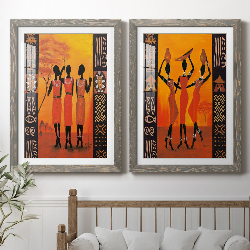 Trois chasseurs - ensemble de 2 impressions, H 31,5 po x l 47 po x P 1,5 po, Cadre en papier gris, Blanc