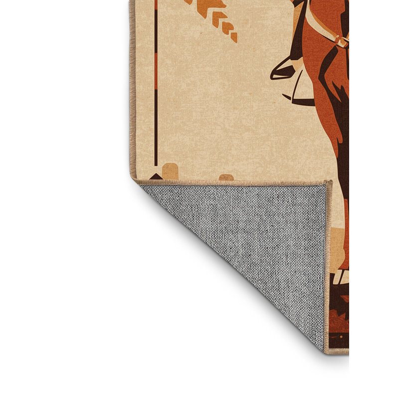 Tapis brun clair lavable à la machine Orrville Apache Rider, 7 x 9