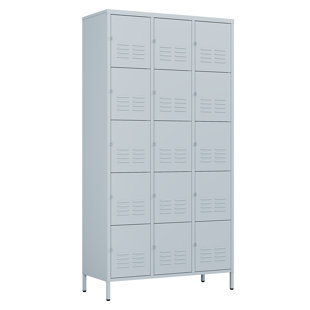 35.4 Inch Wide Metal Large Employee Locker With 15 Compartments