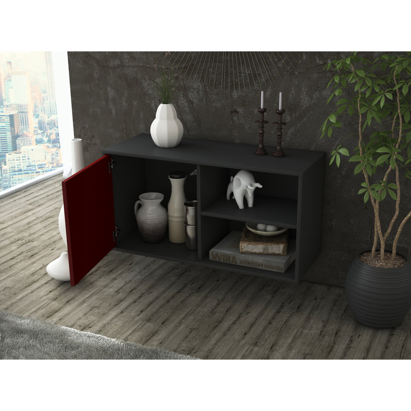 Hardwicke Unfinished Floating TV Stand, Red