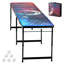 Table de beer pong portable de 2,4 m, pliable, avec poignées de transport, 6 balles de pong, lumières DEL, hauteur réglable, légère, idéale pour le bureau, les pique-niques, les voyages et le camping.