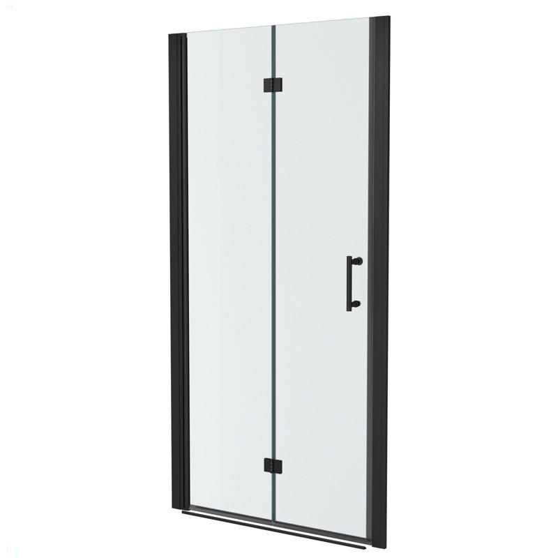 32"W X 72"H Fold Frameless Shower Door With Tempered Glass, Matte Black