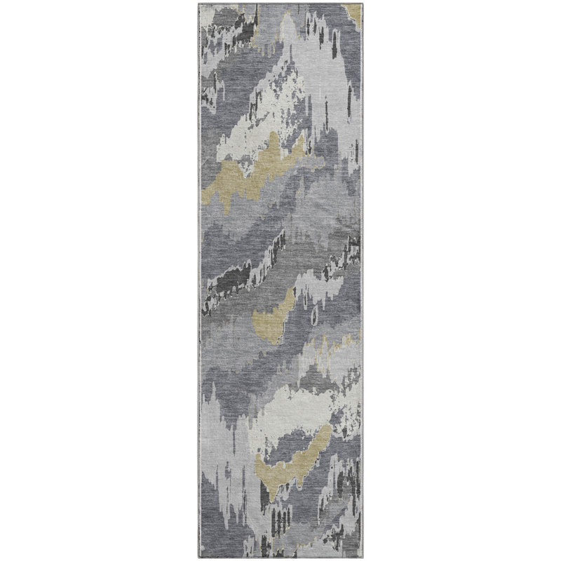 Premium Machine Washable Prisco Gray Rug, Runner 2'3" x 7'6"