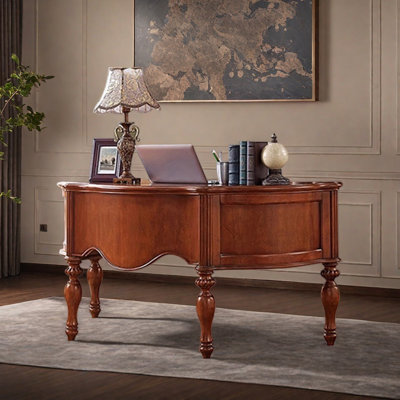 Retro Semi-circular Arc-shaped Computer Desk