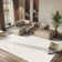 Tapis beige en laine tissé à plat à la main à motif géométrique Janis