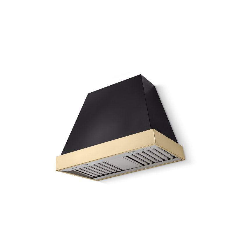 Euclid 36 X 30 Hood 600 CFM, Polished Brass, Matte Black