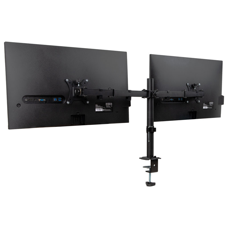  Support de bureau double pour écrans de 13 à 32 po, fixation VESA réglable avec rotation de 180 °, pivotement de 90 °, inclinaison de 45 °, gestion des câbles intégrée, capacité de 17,6 lb chacune, noir