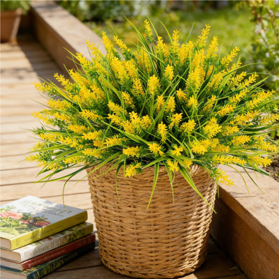 Fleurs artificielles pour l'extérieur - 30 paquets de fausses plantes de lavande et de singe, fleurs artificielles résistantes aux rayons UV pour l'extérieur, jardin suspendu pour patio