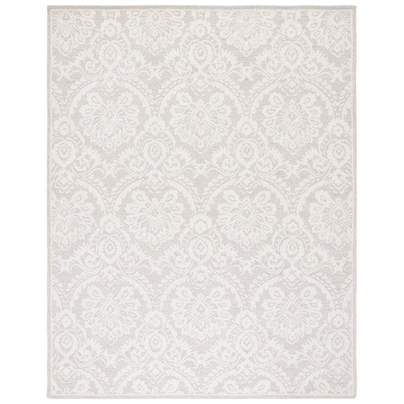 Tapis argent / ivoire en laine fait à la main Tansy, Rectangle 9 pi x 12 pi