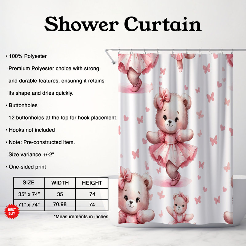 Bear Blush - Premium Shower Curtain 170, 74"H x 71"W