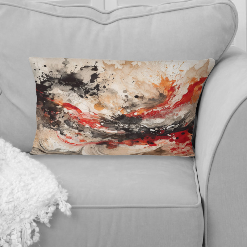 Agate rouge rouge et noire II - Coussin décoratif imprimé abstrait