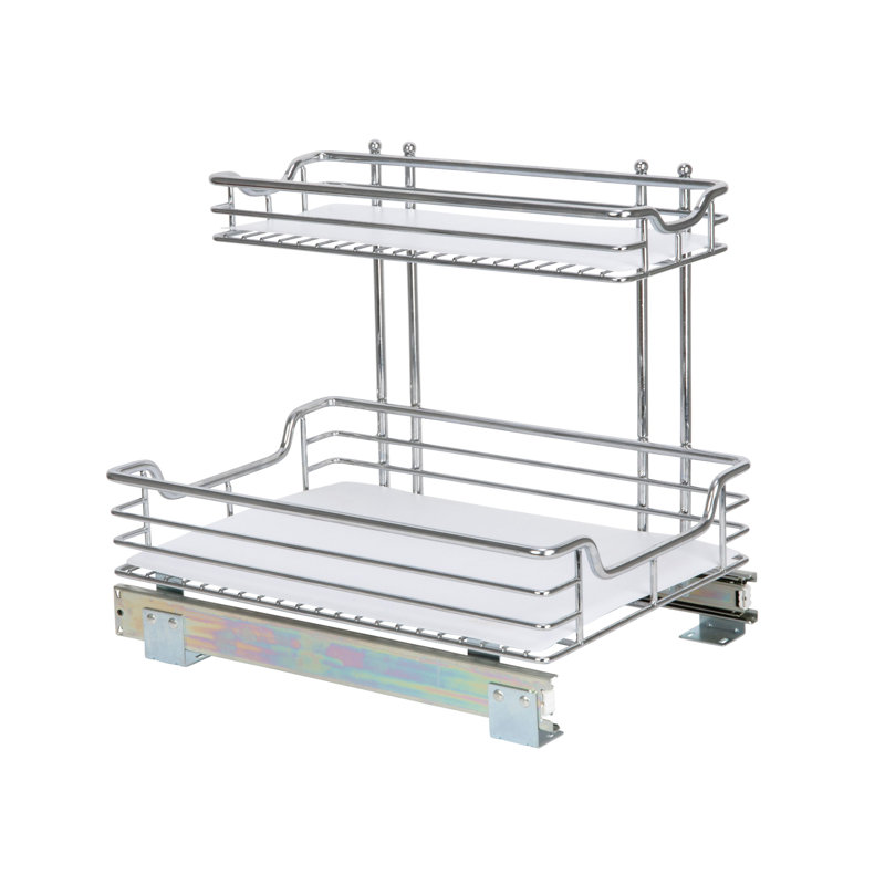 Under Sink Organizer, 15.5" H x 12.25" W x 17.75" D, Chrome - Lined