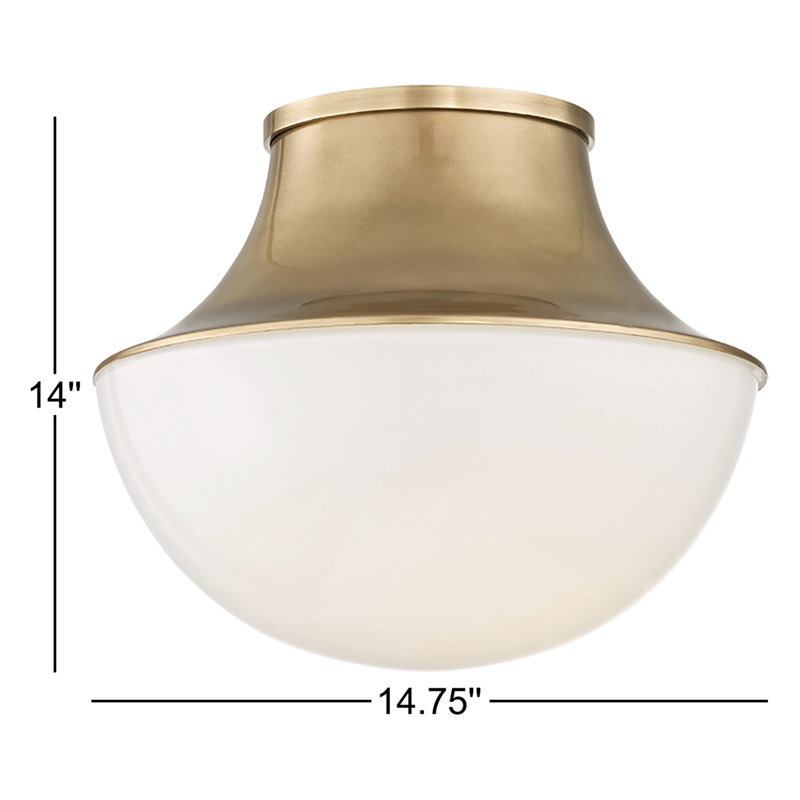 Lettie 1 - Light Flush Mount, Aged Brass, 14'' H x 14.75'' W x 14.75'' D