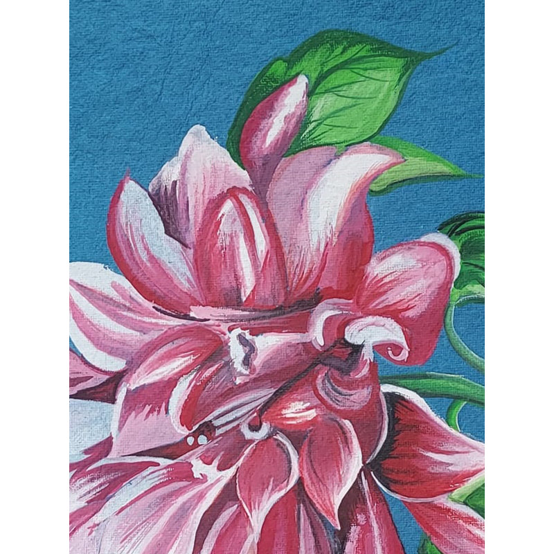 Peinture florale | Papier bleu fait à la main | Par Aditi Junnare