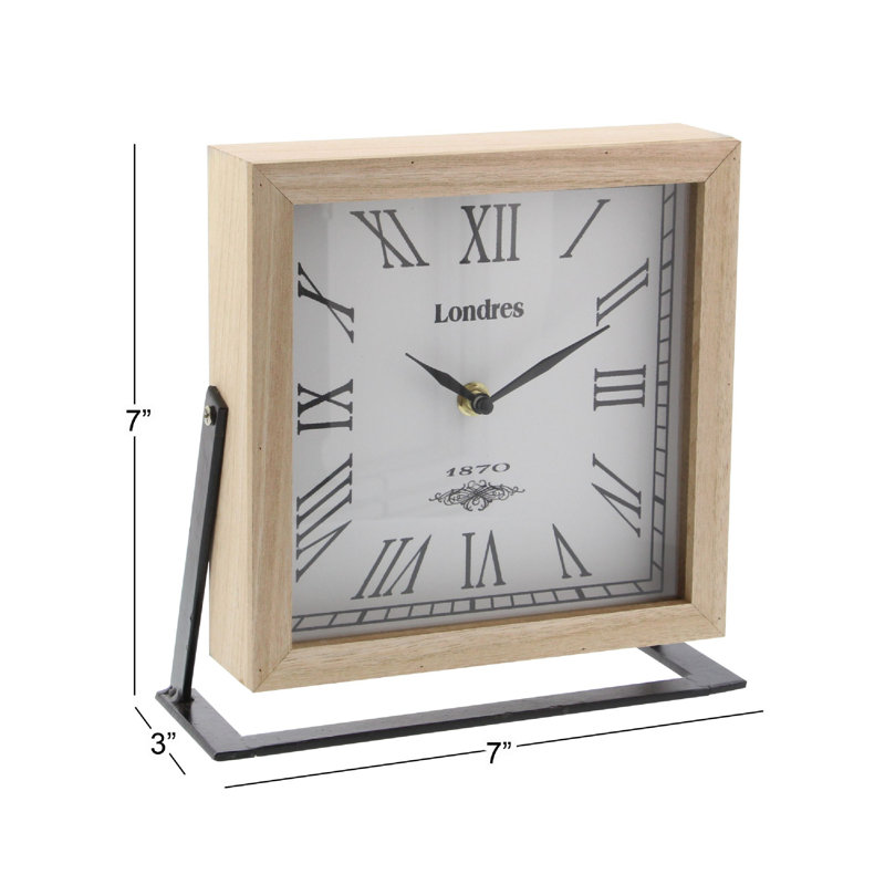 Horloge de table en bois Asseline, H 9 po x l 9 po x P 4 po