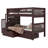 Tena Twin over Twin Solid Wood Standard Bunk Bed with a 3 Step Stairway, 3 Built-In Drawers and 2 Under Bed Drawers, Dark Cherry-1777129220