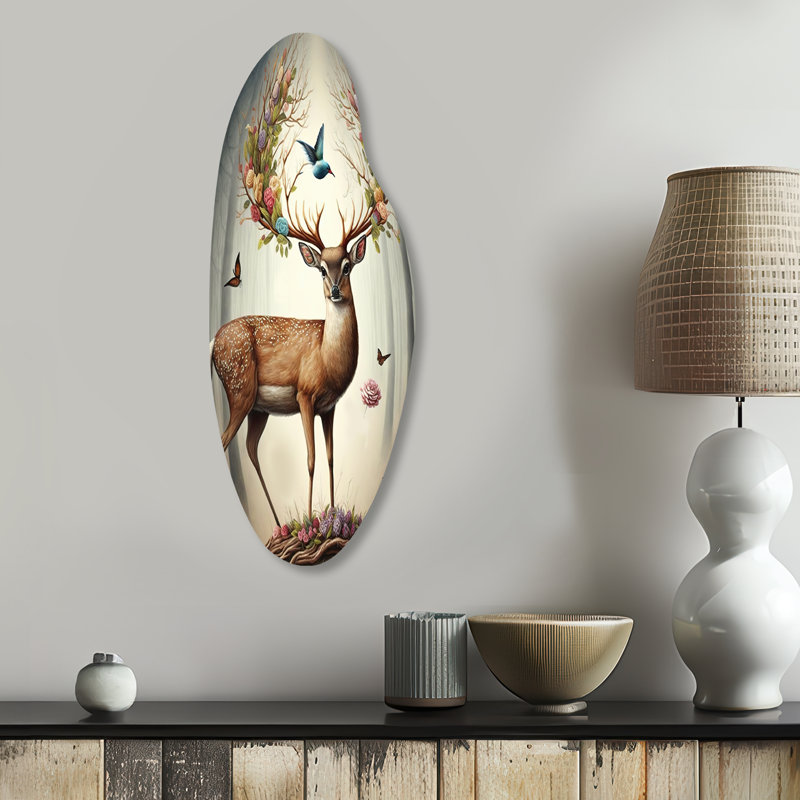 Art mural asymétrique en forme de cerf, H 30 po x l 11 po