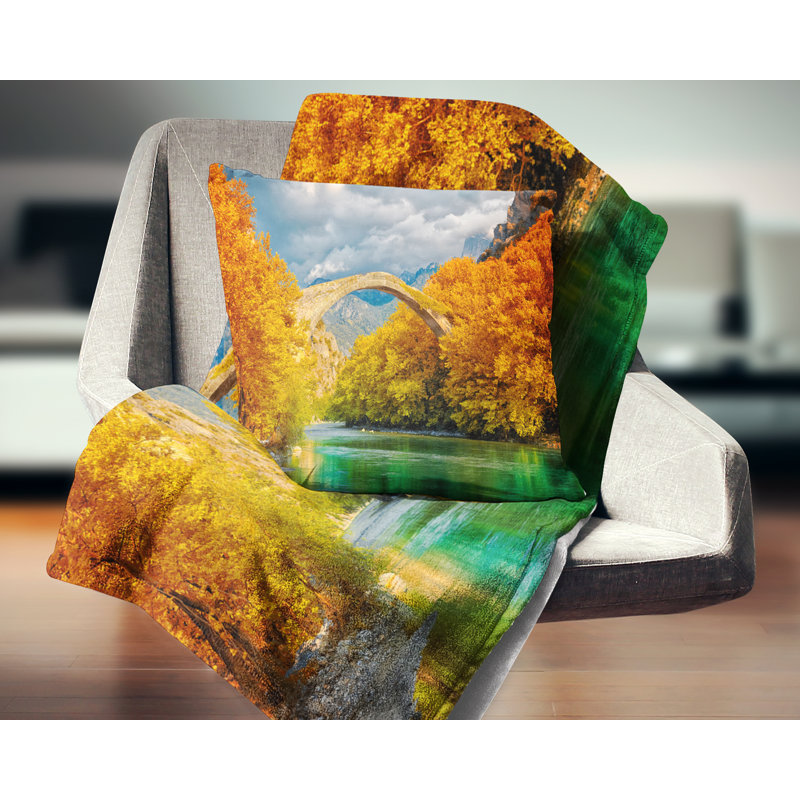 Konitsa Bridge - Landscape Printed Throw Pillow, 16" x 16", Square