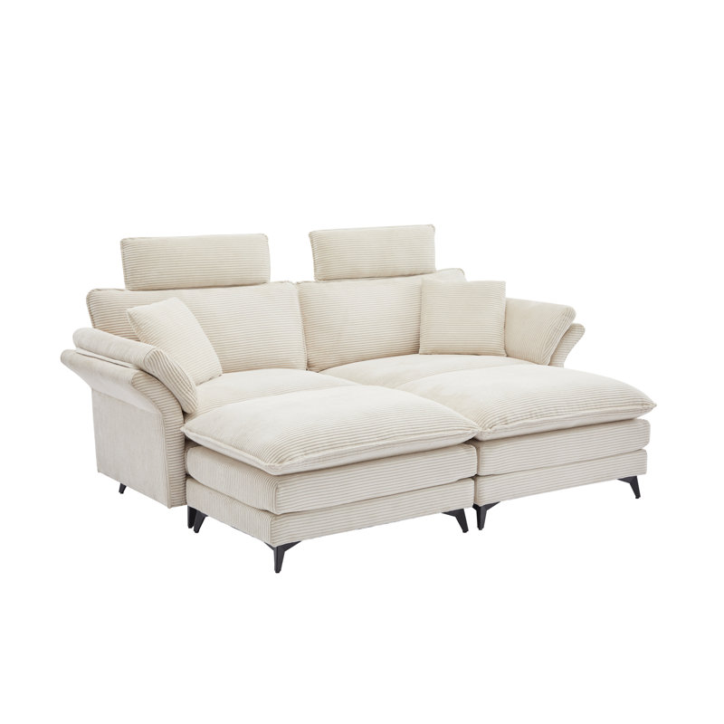 Canapé modulaire confortable en velours côtelé 85,8 po pour le salon (chambre beige moderne, appartement)